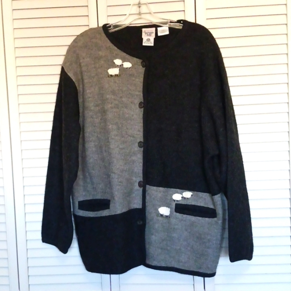 Vintage Embroidered Wool Colourblock Cardigan